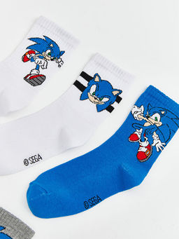 Sonic Desenli Erkek ?ocuk Soket ?orap 5li