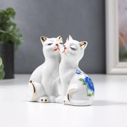 Фигурка керамика «2 котёнка в цветочек», 7×8 см