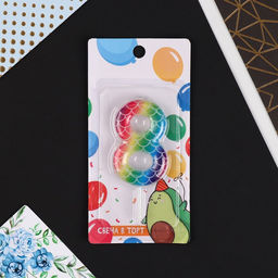 Свеча в торт цифра 8, разноцветная