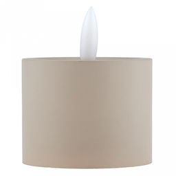 Свеча интерьерная, светодиодная на батарейках д6см h5(7,5)см, свет теплый, с мерцанием, матовый пластик, цвет бежевый, питание от 2-х батареек ААА (в комплект не входят) (Китай)