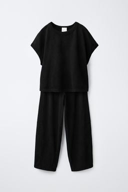 CONJUNTO CAMISETA Y PANTAL?N BALLOON EFECTO LAVADO / Negro