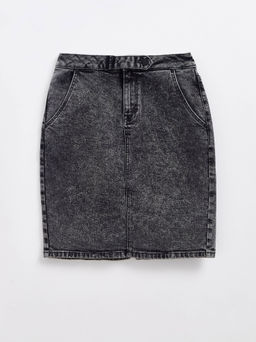CONTE Джинсовая юбка прямого силуэта CON-385 acid washed grey