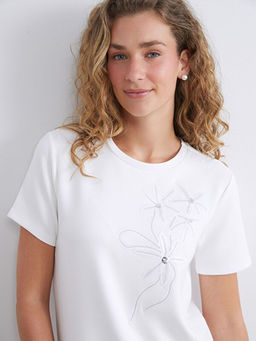 Bisiklet Yaka Nak??l? Kad?n Ti??rt