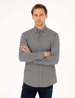 Рубашка Slim Fit с длинным рукавом серая
