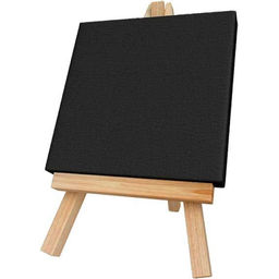 Мини мольберт с холстом на подрамнике 10x10 см грунтованный "Art" 100% хлопок 280 г/м², мелкое зерно, цвет черный, термоусадочная пленка
