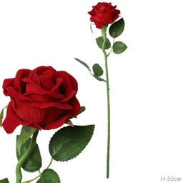 Цветок искусственный Роза 45 см красная / HJY-5 /уп 100/500/