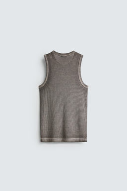 CAMISETA TANK ESTRUCTURA CALADOS / Gris - Zara фото 7