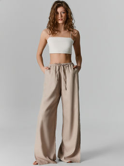 Брюки домашние женские с боковыми высокими разрезами