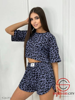 Женская пижама с шортами леопард