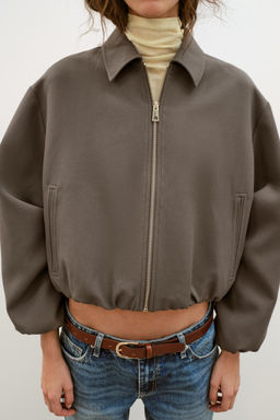 CHAQUETA GLOBO CREMALLERA / Khaki claro - Zara фото 4