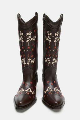BOTA PIEL COWBOY FLORES / Marr?n - Zara фото 5