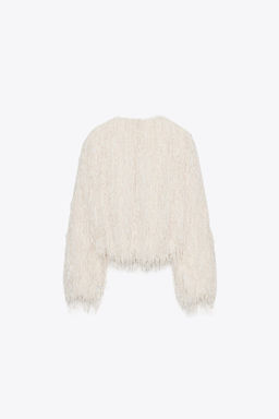 FEATHER FRINGE METALLIC THREAD JACKET - Zara фото 8