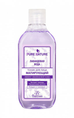 Floresan PURE NATURE Тоник матирующий ЛАВАНДОВАЯ ВОДА эффект фарфоровой кожи 300мл