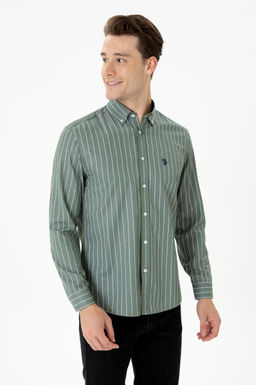 U. S. Polo Assn / Мужская рубашка цвета хаки с длинным рукавом - U.s. polo assn фото 10