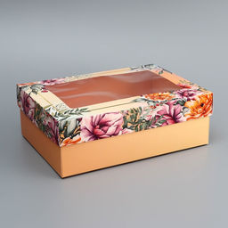 Цена за 2 шт. Коробка складная, крышка-дно, «Цветочки», 24×17×8 см с окном
