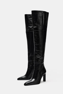 LEATHER XL HEELED BOOTS LIMITED EDITION - Zara фото 15