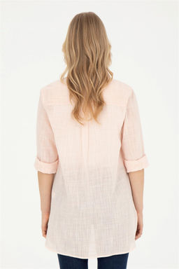 Женская рубашка лососевого цвета с длинным рукавом - U.s. polo assn фото 5