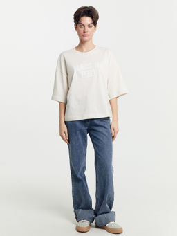 Футболка женская бежевая с печатью белый песок +печать 112769 - Mark formelle фото 6