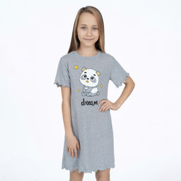 Сорочка для девочки меланж панда 818 (128, 64)