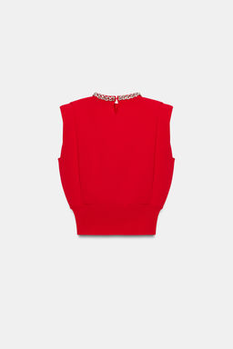 TOP HOMBRERAS CUELLO JOYA / Rojo - Zara фото 8