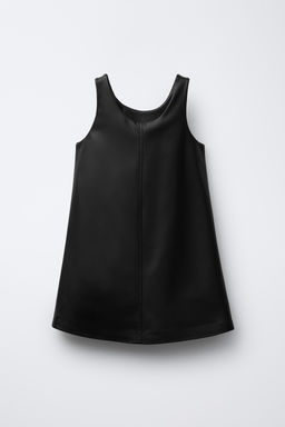 FAUX LEATHER PINAFORE DRESS WITH BOWS - Zara фото 2
