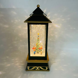 Новогодний декор Фонарь стекло - Елка с детьми 27 см (арт. WDL-23028D)