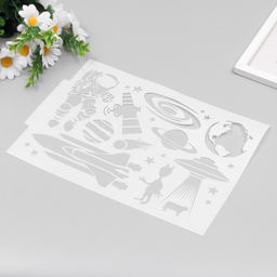 Пластиковый трафарет для творчества «Арт Узор. Путешествие в космос», шаблон, 21×29.7 см