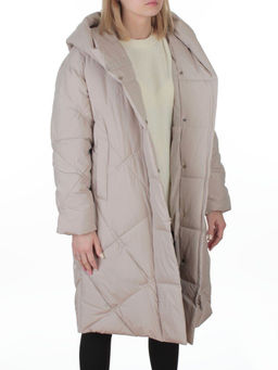 8870 LT. BEIGE Пальто зимнее женское оверсайз (200 гр. холлофайбер)
