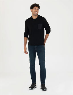 Siyah Slim Fit Kapi_onlu Triko Kazak - Pierre cardin фото 4