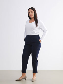 B?y?k Beden Beli Lastikli Kad?n Cigarette Pantolon