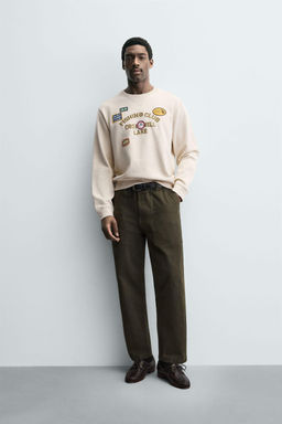 EMBROIDERED SLOGAN SWEATSHIRT