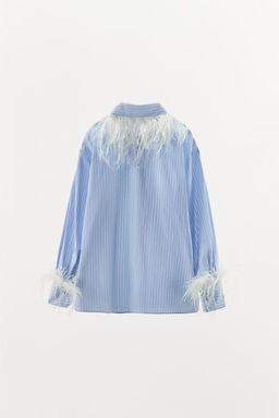 STRIPED FEATHER SHIRT - Zara фото 7
