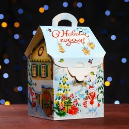 Цена за 5 шт. Подарочная коробка Ярмарка , домик 12 х 12 х 19 см