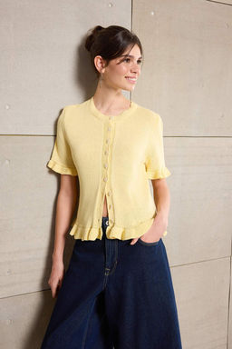 Teen Sar? Cicek Dugme Detayl? Bisiklet Yaka Triko Bluz TWOSS26BZ00119