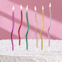 Свечи для торта "Серпантин" 6 шт, 12 см, коктейльные, разноцветные