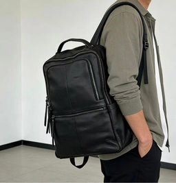 Рюкзак мужской, кожа, MIRONPAN 23308 Черный