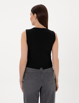 Siyah Slim Fit Yelek