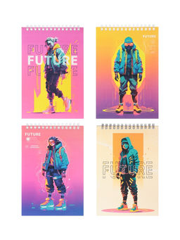 Цена за 5 шт. Блокнот А5, 60 листов в клетку, на гребне, обложка мелованный картон, блок 60г/м2, МИКС - Calligrata фото 5