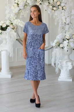 Туника женская из кулирки Льняная палитра-2 синий - Амадэль фото 2