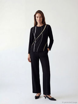 Bisiklet Yaka Desenli Bluz