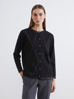 Bisiklet Yaka Baklava Desenli Kad?n Triko H?rka