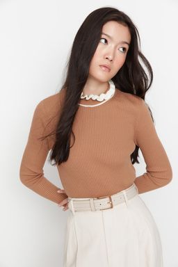 Tas Renk Bloklu Triko Kazak TWOAW22KZ1250 - Trendyolmilla фото 12