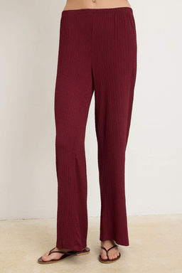 Kiremit Wide Leg/Genis Paca Lastikli Dokulu Orme Pantolon TWOSS26PL00205