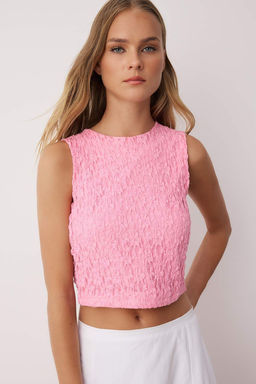 Sar? Fitted/Vucuda Oturan Dantel Orme Bluz TWOSS25BZ00590 - Trendyolmilla фото 5