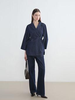 Ba?lama Detayl? Kad?n Jean Ceket