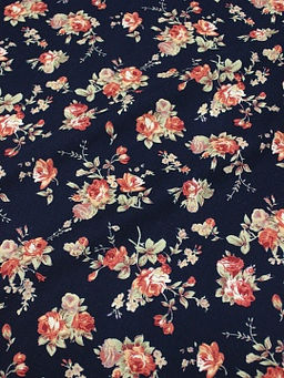 Микровельвет Крупные розы цв.чернильно-синий, ш.1.1м, хлопок-100%, 125гр/м.кв