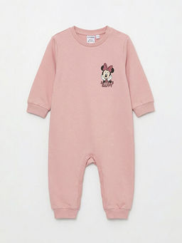 Bisiklet Yaka Minnie Mouse Bask?l? K?z Bebek Tulum