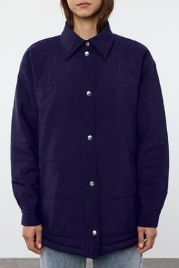 TRENDYOLMILLA Lacivert Oversize Kal?p Shacket Kapitone Sisme Mont TWOAW25MO00185  фото 3