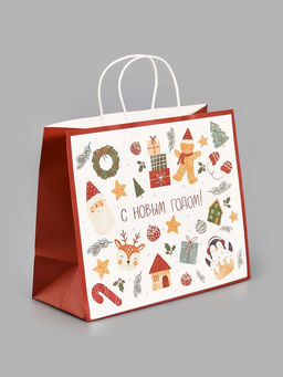 Пакет подарочный Новогодние мечты, белый крафт, 32 ? 28 ? 15 см