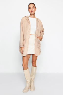 Bej Kapusonlu Su Itici Yagmurluk Mont TWOAW24MO00228